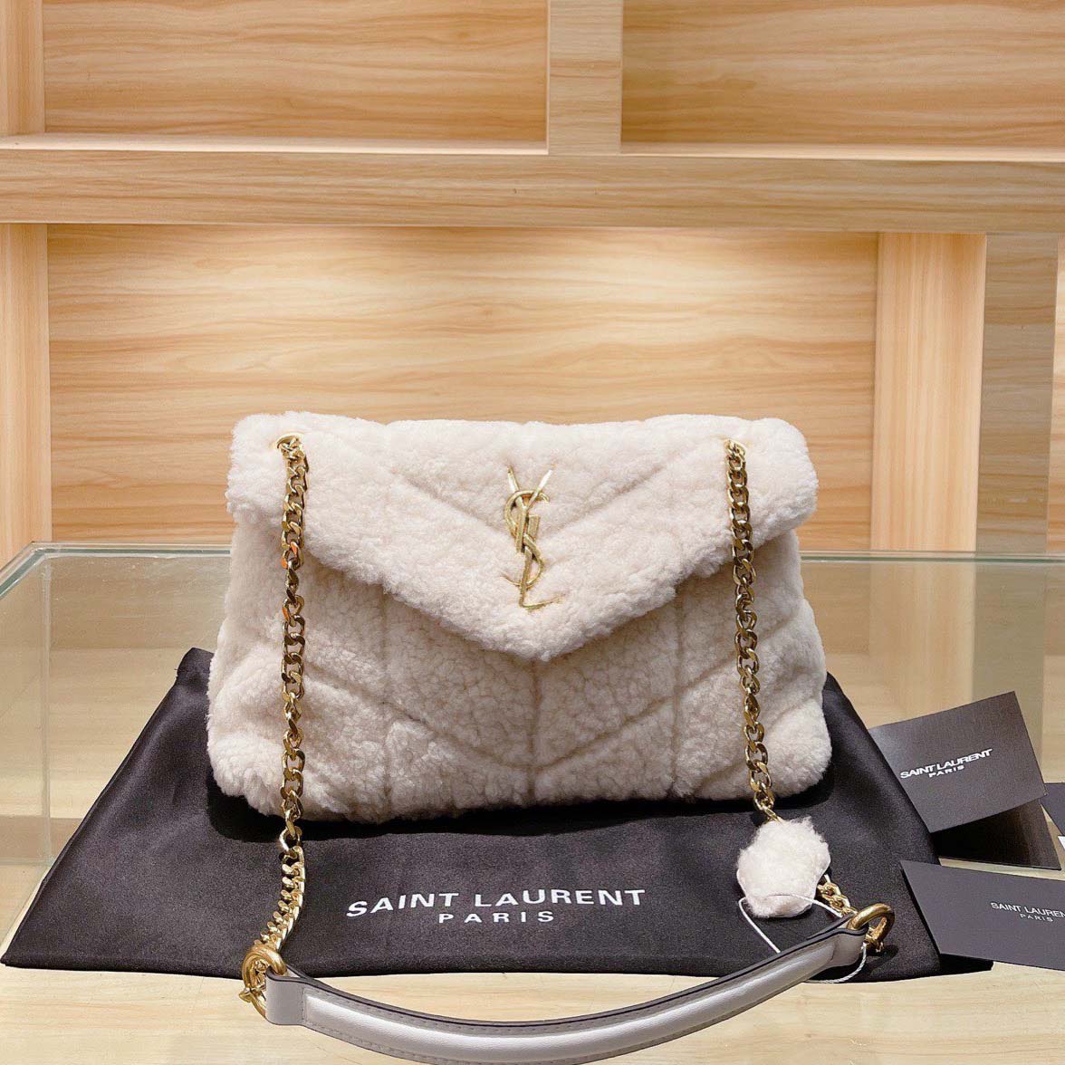 Wholesale Luxury Ysl Puffer Small Bag In Shearling And Leather