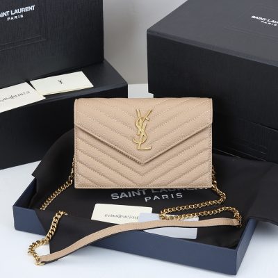 Wholesale Luxury Ysl Envelope Chain Wallet In Grain De Poudre Embossed Leather 1888