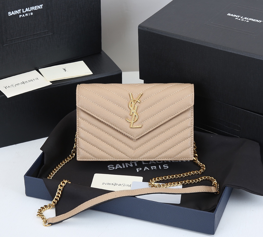 Wholesale Luxury Ysl Envelope Chain Wallet In Grain De Poudre Embossed Leather 1888