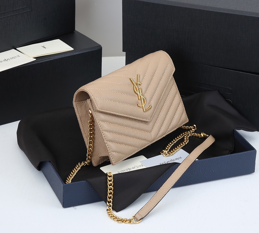 Wholesale Luxury Ysl Envelope Chain Wallet In Grain De Poudre Embossed Leather 1888 - Image 3