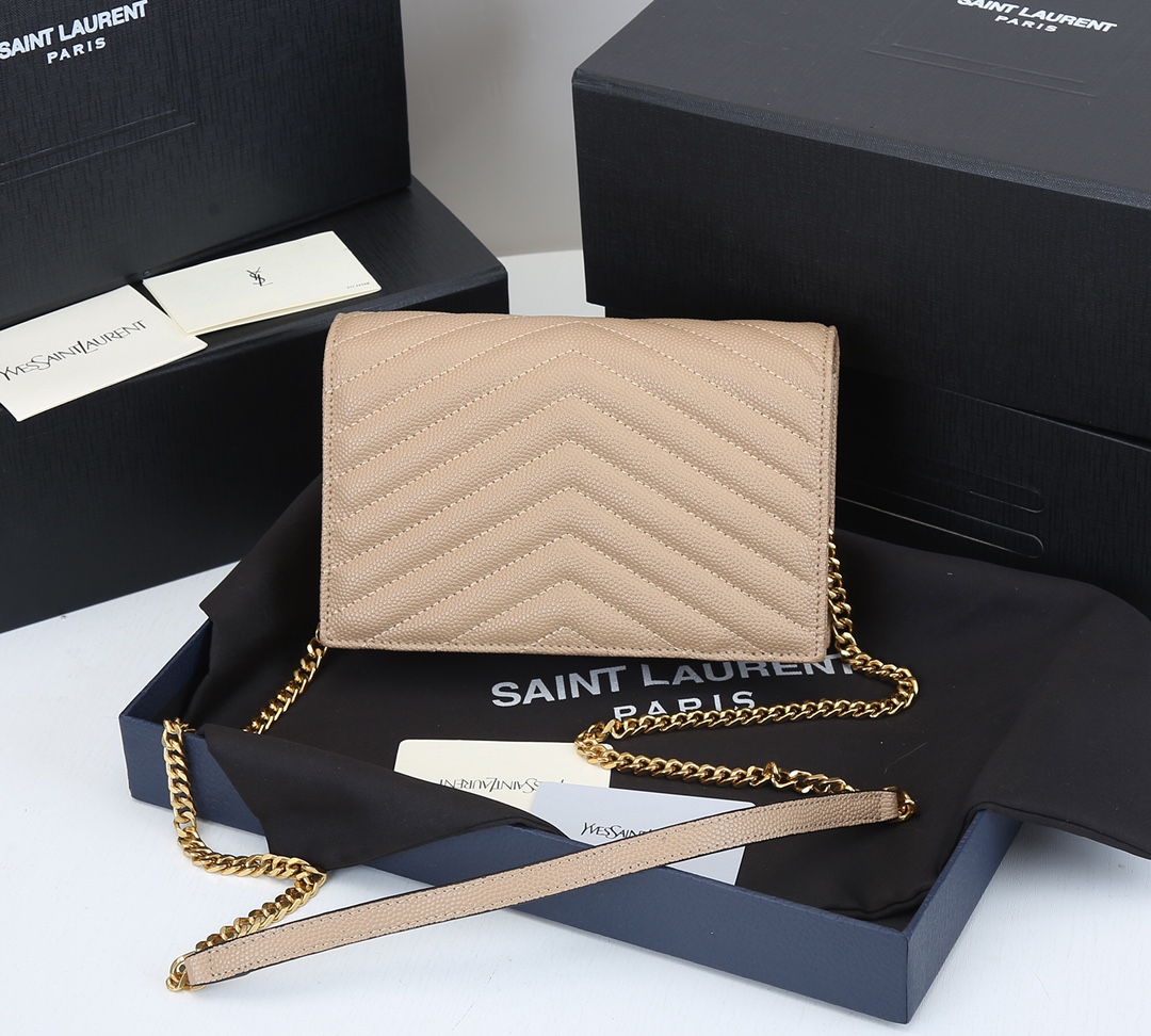 Wholesale Luxury Ysl Envelope Chain Wallet In Grain De Poudre Embossed Leather 1888 - Image 4
