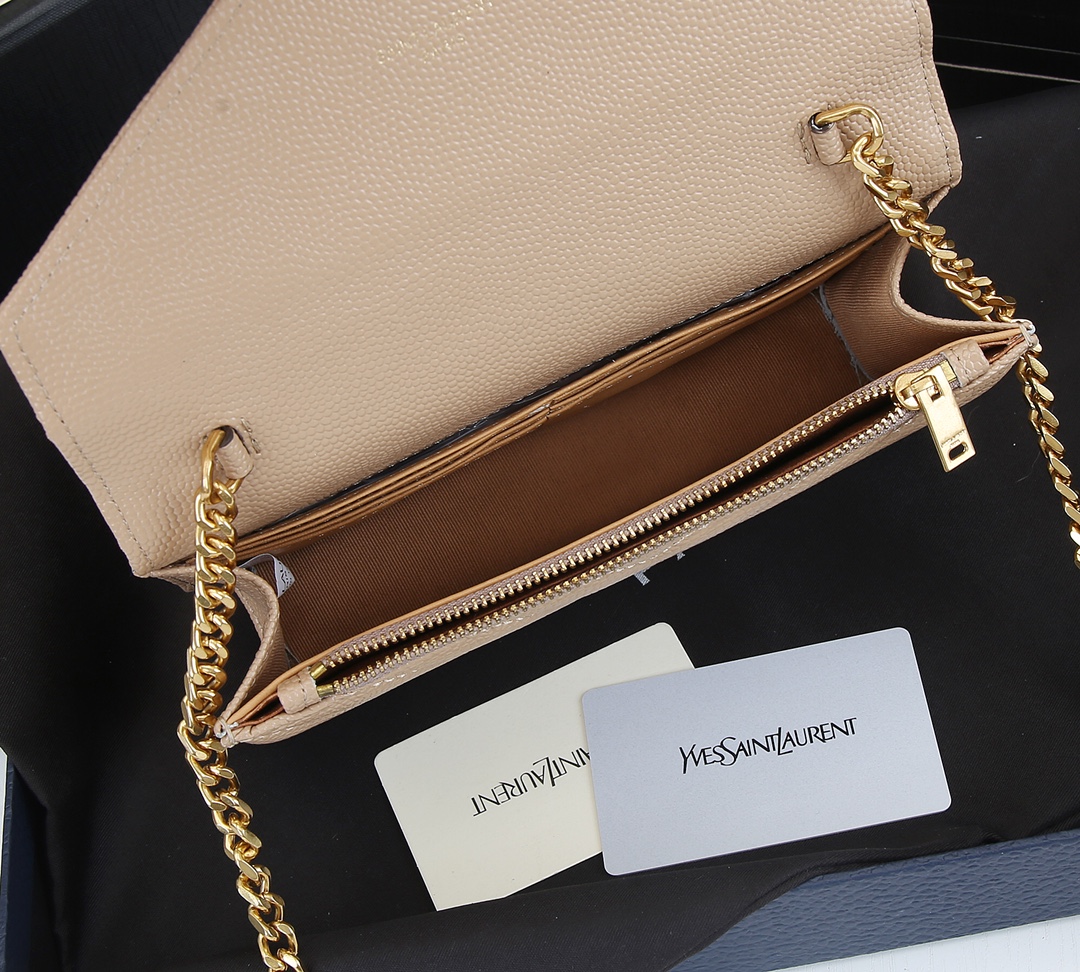 Wholesale Luxury Ysl Envelope Chain Wallet In Grain De Poudre Embossed Leather 1888 - Image 10