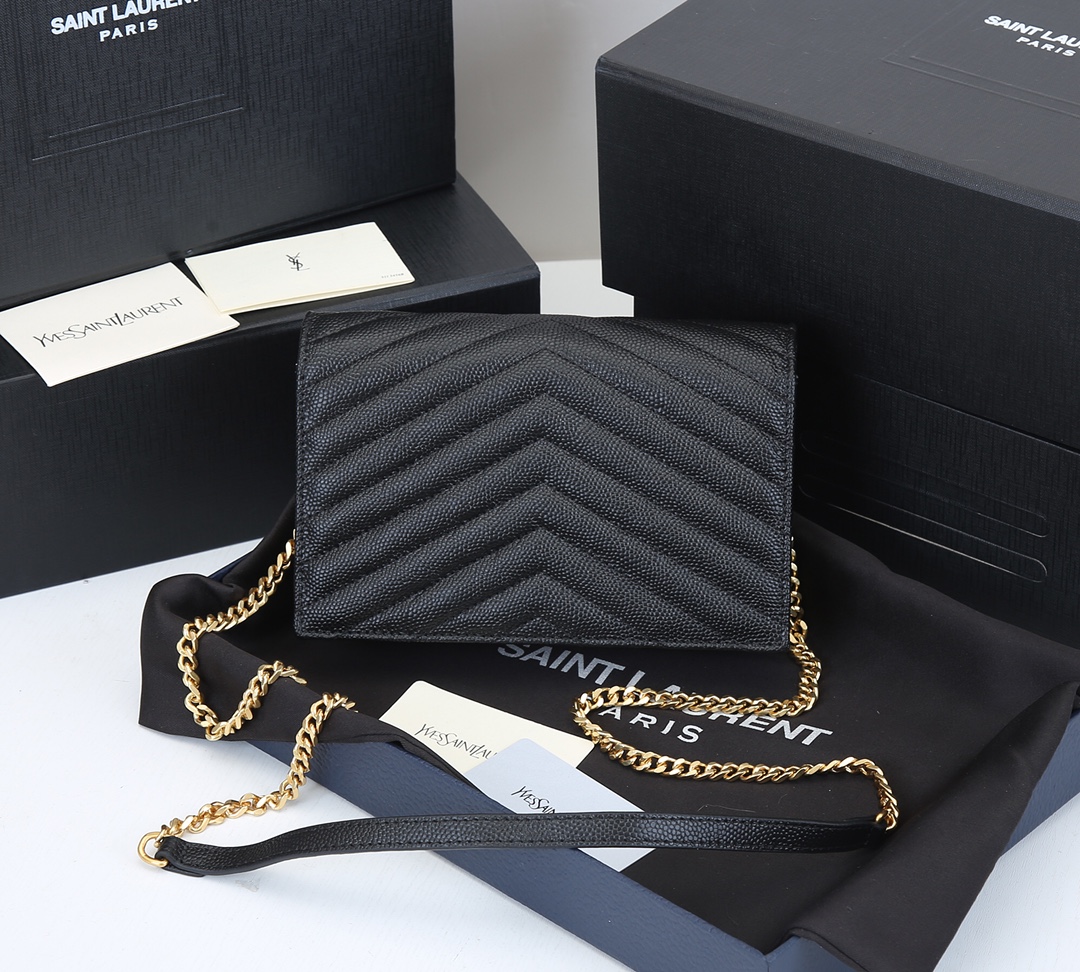 Wholesale Luxury Ysl Envelope Chain Wallet In Grain De Poudre Embossed Leather 1888 - Image 14