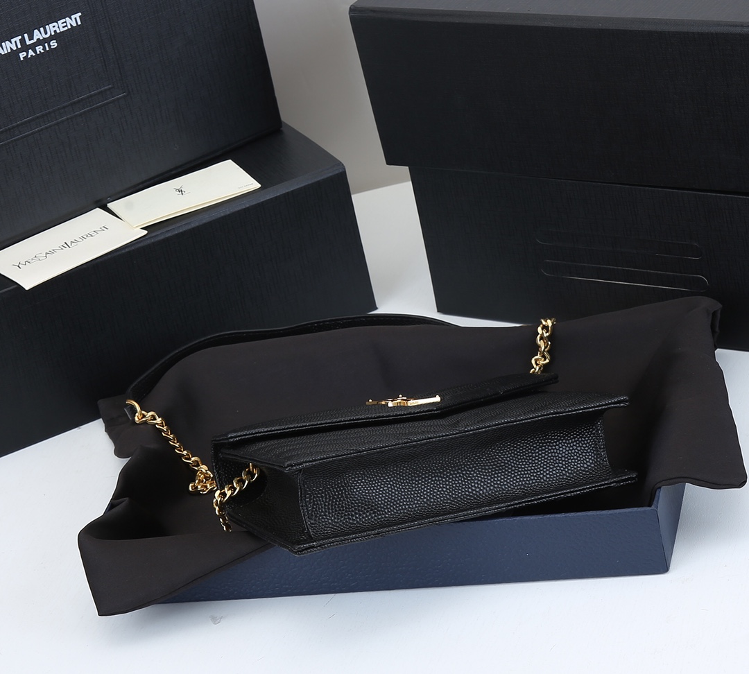 Wholesale Luxury Ysl Envelope Chain Wallet In Grain De Poudre Embossed Leather 1888 - Image 15