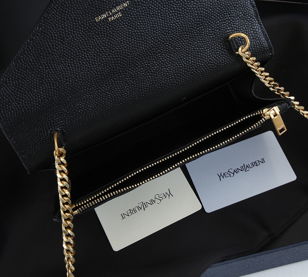 Wholesale Luxury Ysl Envelope Chain Wallet In Grain De Poudre Embossed Leather 1888 - Image 16