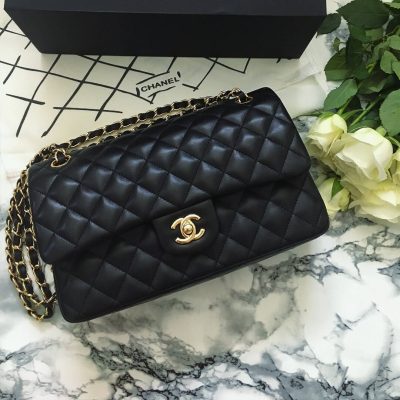 Wholesale Luxury Chanel 1112 Black Medium Size 2.55 Lambskin Leather Flap Bag