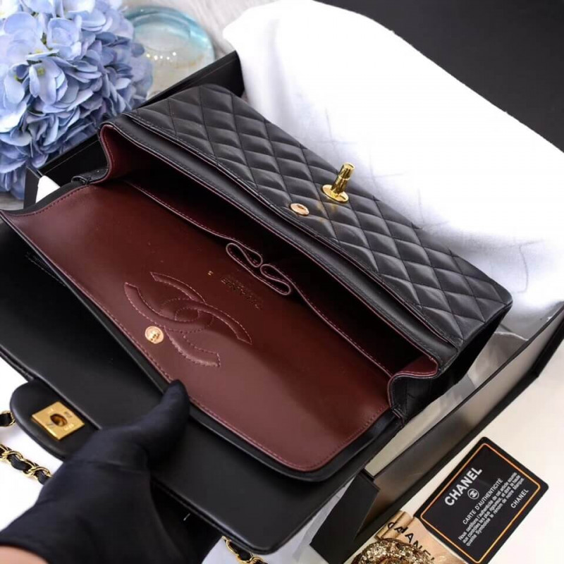 Wholesale Luxury Chanel 1112 Black Medium Size 2.55 Lambskin Leather Flap Bag - Image 8