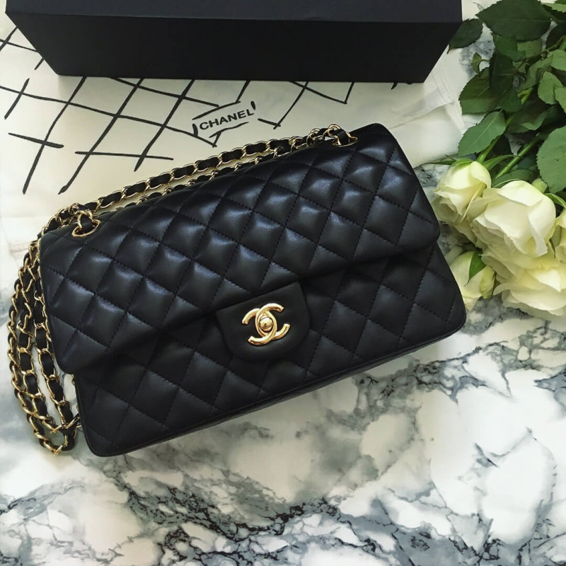 Wholesale Luxury Chanel 1112 Black Medium Size 2.55 Lambskin Leather Flap Bag