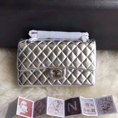 Wholesale Luxury Chanel 1112 Silver Medium Size 2.55 Lambskin Leather Flap Bag