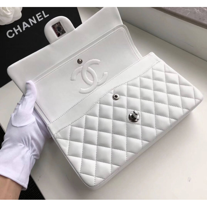 Wholesale Luxury Chanel 1112 White Medium Size 2.55 Lambskin Leather Flap Bag - Image 4
