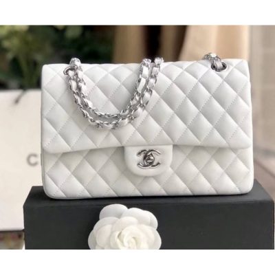Wholesale Luxury Chanel 1112 White Medium Size 2.55 Lambskin Leather Flap Bag
