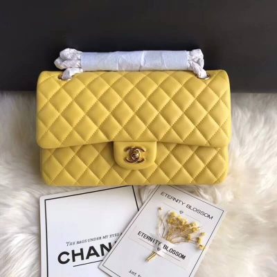 Wholesale Luxury Chanel 1112 Yellow Medium Size 2.55 Lambskin Leather Flap Bag