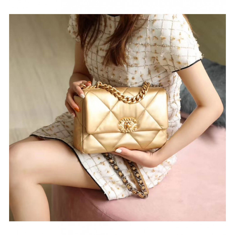 Wholesale Luxury Chanel 19 Flap Bag As1160 Gold - Image 3