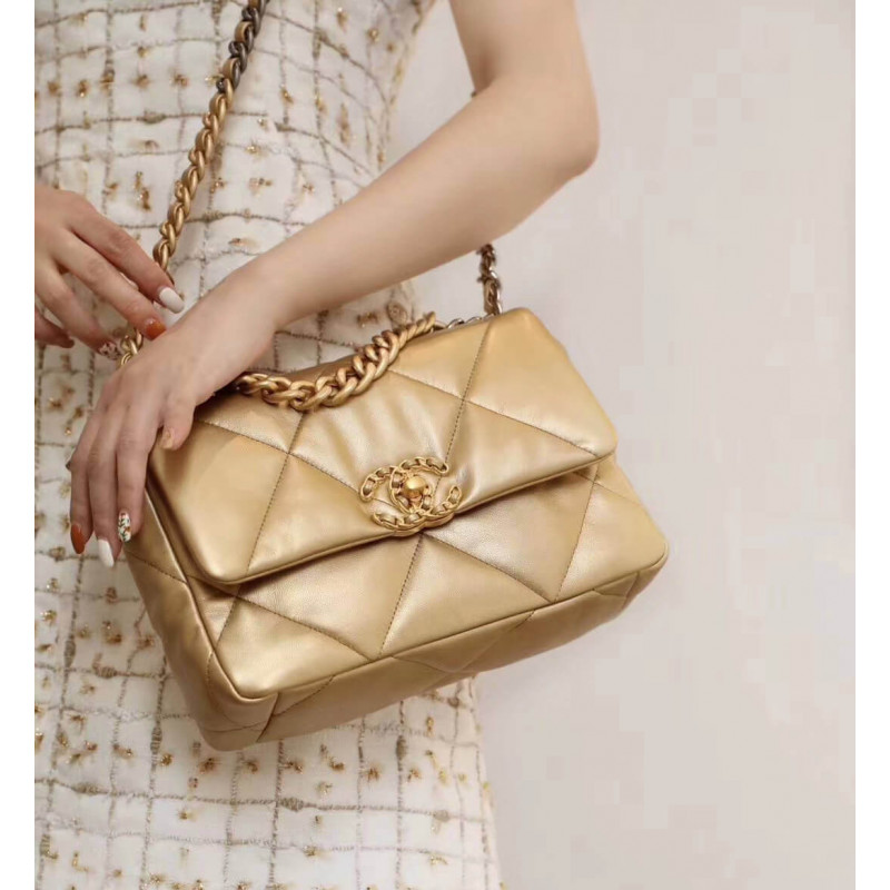 Wholesale Luxury Chanel 19 Flap Bag As1160 Gold - Image 5