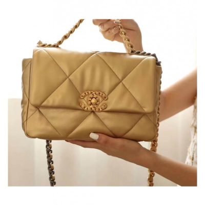 Wholesale Luxury Chanel 19 Flap Bag As1160 Gold