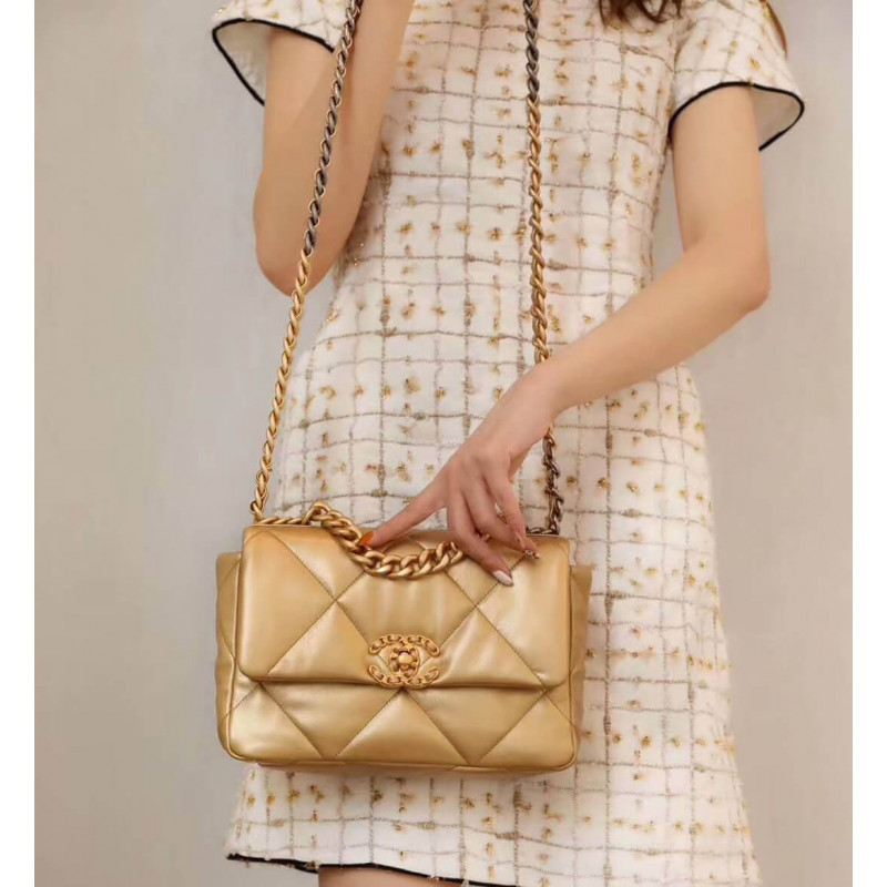 Wholesale Luxury Chanel 19 Flap Bag As1160 Gold - Image 7