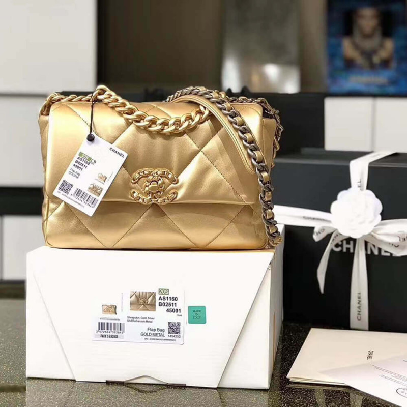 Wholesale Luxury Chanel 19 Flap Bag As1160 Gold - Image 8