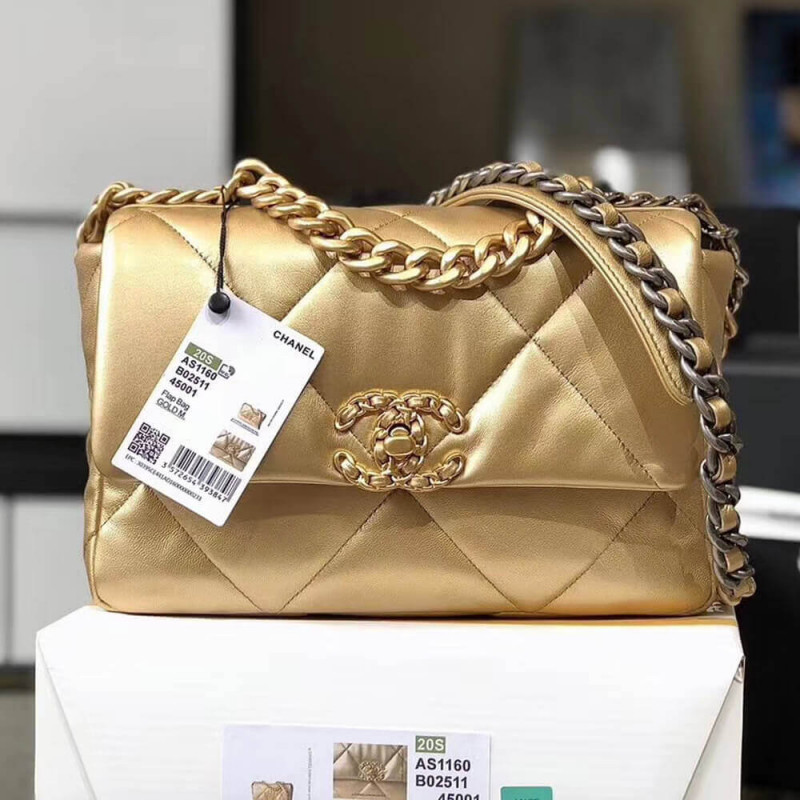 Wholesale Luxury Chanel 19 Flap Bag As1160 Gold - Image 9