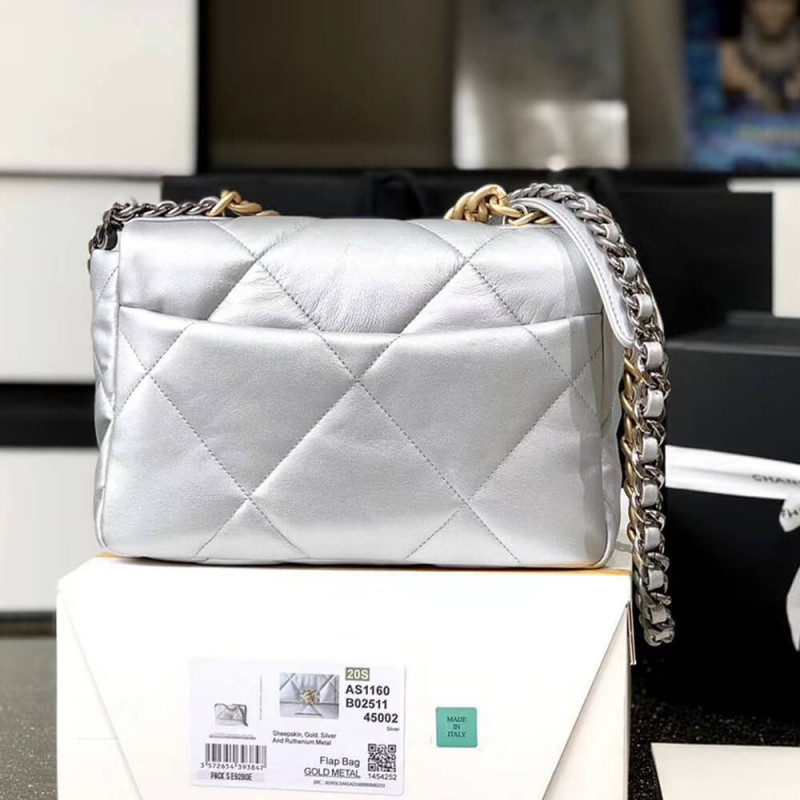 Wholesale Luxury Chanel 19 Flap Bag As1160 Silver - Image 11