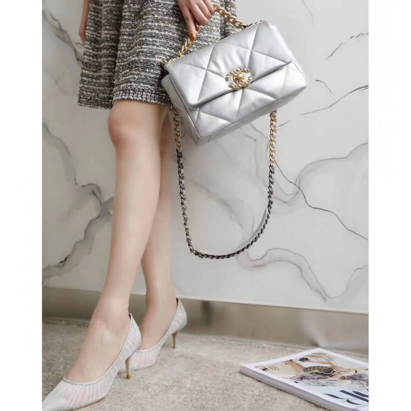 Wholesale Luxury Chanel 19 Flap Bag As1160 Silver - Image 3