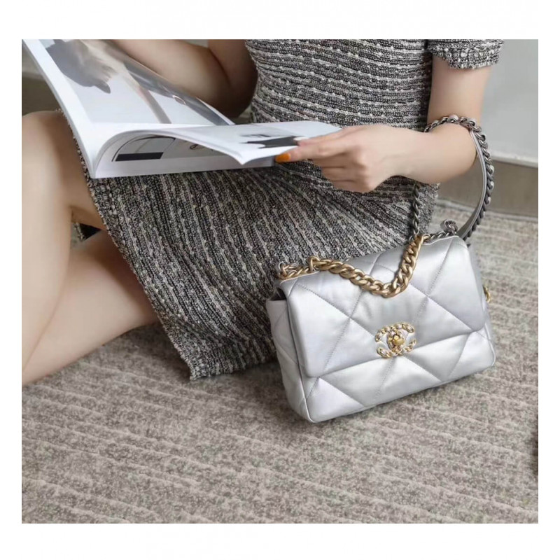 Wholesale Luxury Chanel 19 Flap Bag As1160 Silver - Image 4
