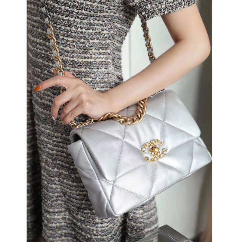 Wholesale Luxury Chanel 19 Flap Bag As1160 Silver - Image 5