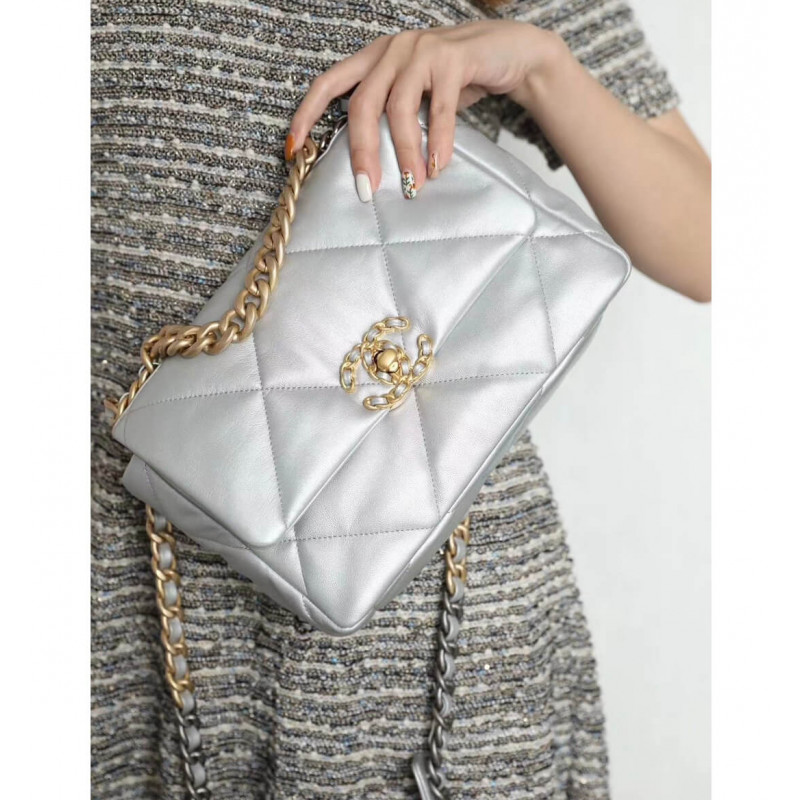 Wholesale Luxury Chanel 19 Flap Bag As1160 Silver - Image 6