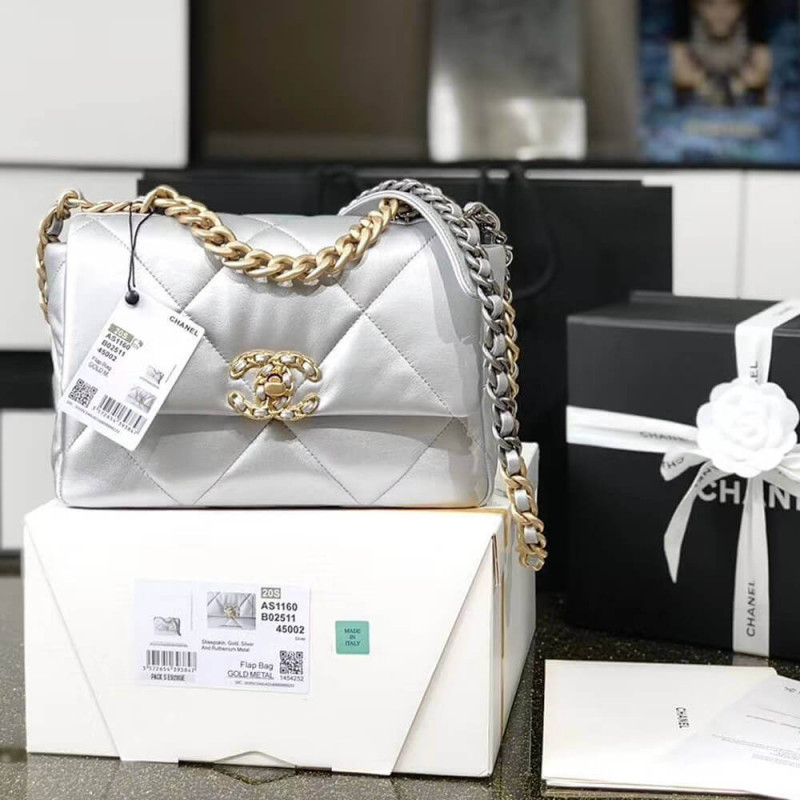 Wholesale Luxury Chanel 19 Flap Bag As1160 Silver - Image 7