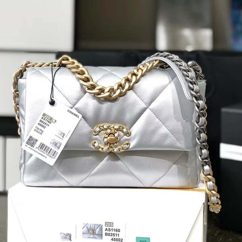 Wholesale Luxury Chanel 19 Flap Bag As1160 Silver - Image 8