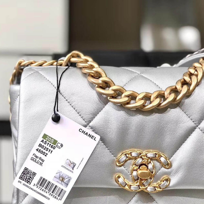 Wholesale Luxury Chanel 19 Flap Bag As1160 Silver - Image 9