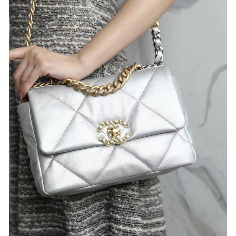 Wholesale Luxury Chanel 19 Flap Bag As1160 Silver