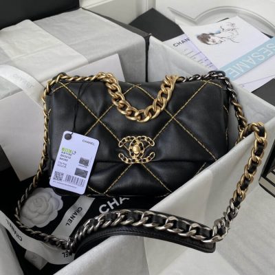 Wholesale Luxury Chanel 19 Flap Bag Black As1160 B03215