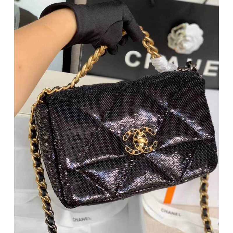 Wholesale Luxury Chanel 19 Flap Bag In TweedAmp;Sequins As1160