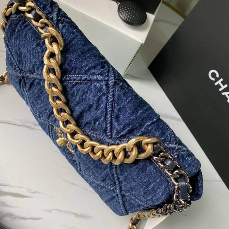 Wholesale Luxury Chanel 19 Large Flap Bag As1161 Denim - Image 2