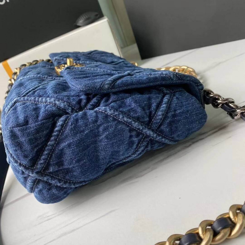Wholesale Luxury Chanel 19 Large Flap Bag As1161 Denim - Image 3