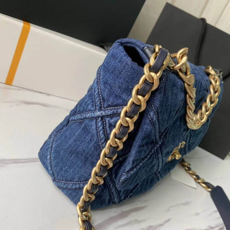 Wholesale Luxury Chanel 19 Large Flap Bag As1161 Denim - Image 5