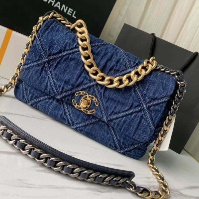 Wholesale Luxury Chanel 19 Large Flap Bag As1161 Denim