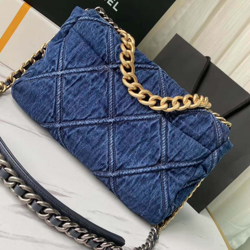 Wholesale Luxury Chanel 19 Large Flap Bag As1161 Denim - Image 6