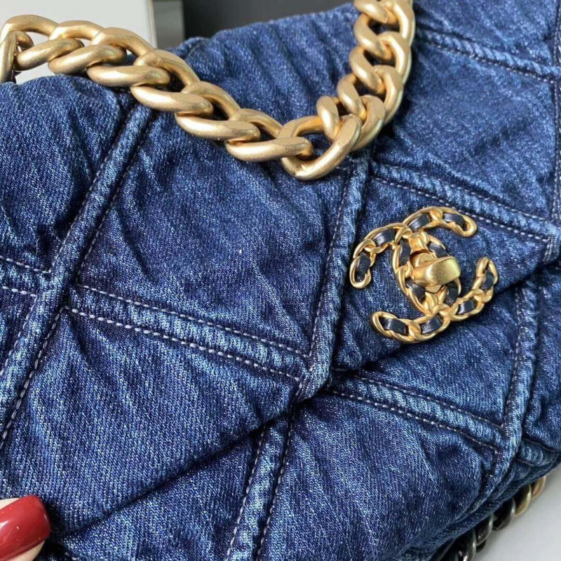 Wholesale Luxury Chanel 19 Large Flap Bag As1161 Denim - Image 7