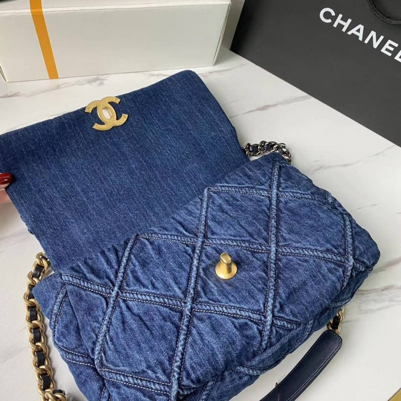 Wholesale Luxury Chanel 19 Large Flap Bag As1161 Denim - Image 8