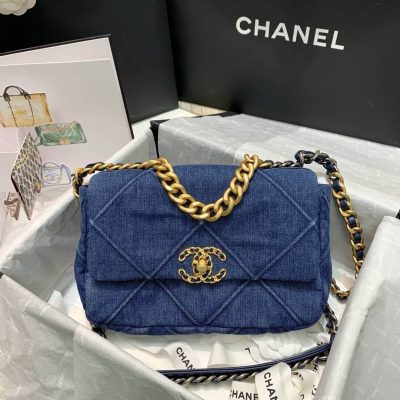 Wholesale Luxury Chanel 19 Small Flap Bag As1160 Denim