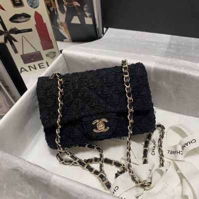 Alternative view of Wholesale Luxury Chanel 20Cm Classic Flap Bag In Black Tweed 1116