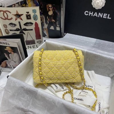 Alternative view of Wholesale Luxury Chanel 20Cm Classic Flap Bag In Yellow Tweed 1116