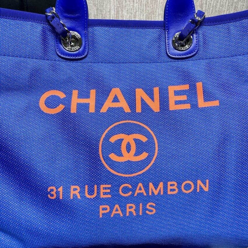 Wholesale Luxury Chanel 21S Deauville Blue Orange Large Shopping Bag A66941 - Image 4
