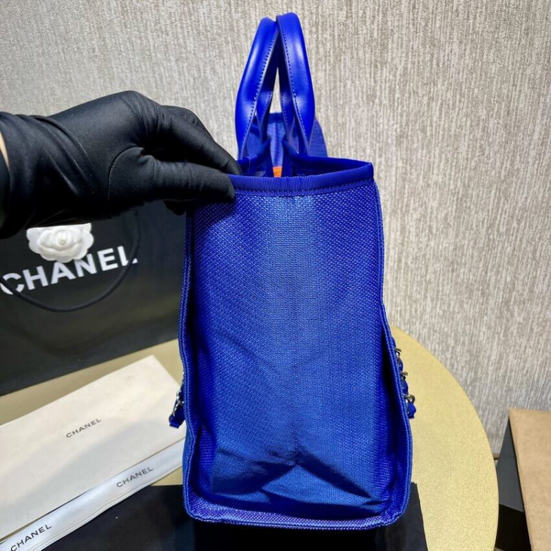 Wholesale Luxury Chanel 21S Deauville Blue Orange Large Shopping Bag A66941 - Image 5