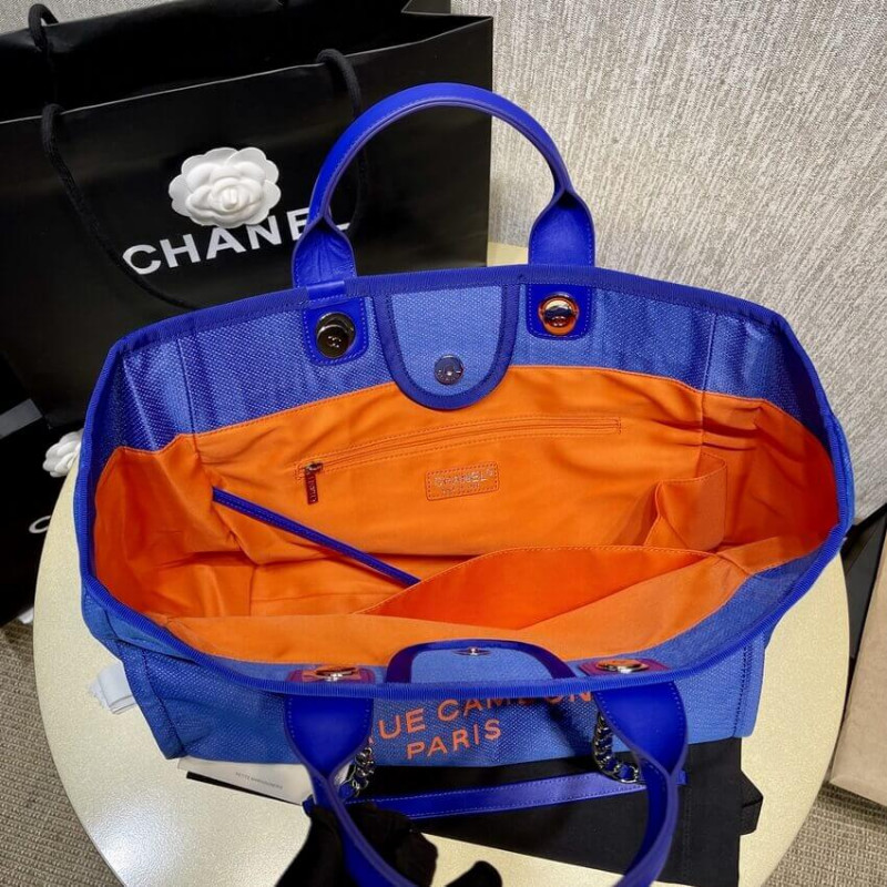 Wholesale Luxury Chanel 21S Deauville Blue Orange Large Shopping Bag A66941 - Image 7