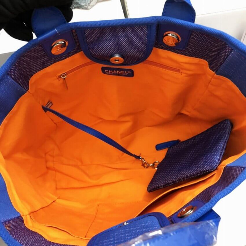 Wholesale Luxury Chanel 21S Deauville Blue Orange Large Shopping Bag A66941 - Image 8