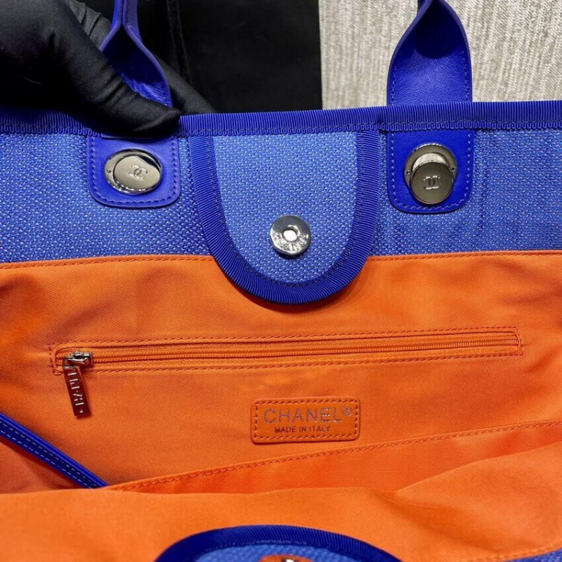 Wholesale Luxury Chanel 21S Deauville Blue Orange Large Shopping Bag A66941 - Image 9