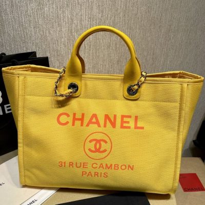 Wholesale Luxury Chanel 21S Deauville Orange Yellow Large Shopping Bag A66941