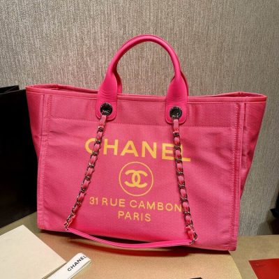 Wholesale Luxury Chanel 21S Deauville Peachblow Yellow Large Shopping Bag A66941